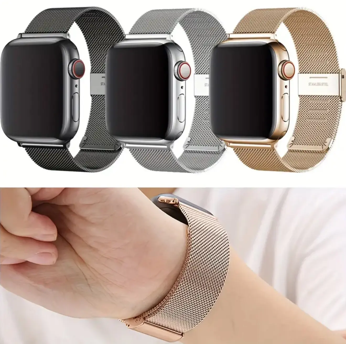 Apple Watch Series 11 with Silver Stainless Steel Mesh Strap