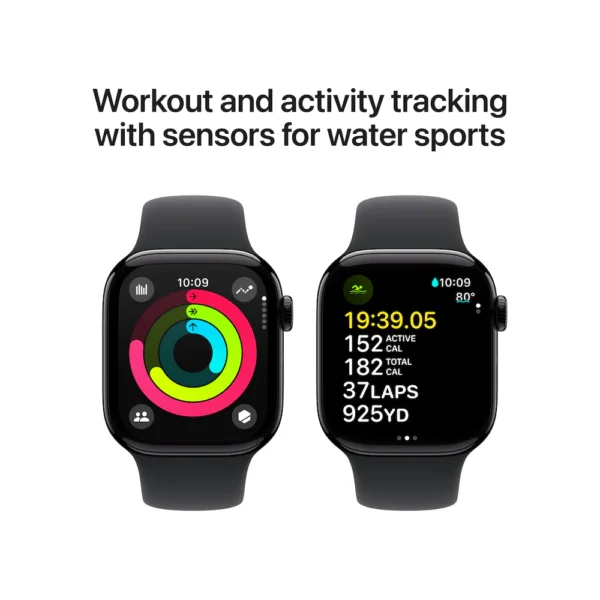 Apple Watch Series 10 Premium Clone – 42mm Jet Black Aluminium Case with Black Sport Band - Image 4