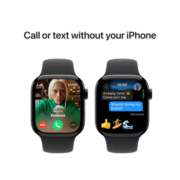 Apple Watch Series 10 Premium Clone – 42mm Jet Black Aluminium Case with Black Sport Band