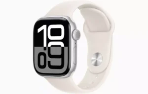 Apple Watch Series 10 Premium Clone – 42mm Premium Silver Aluminium Case with Silver Sport Band silver/black