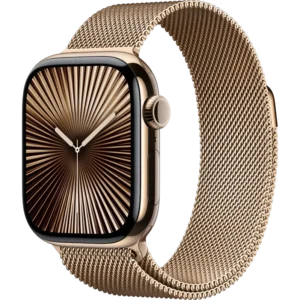 Gold Chain Apple Watch Series 10 Premium Clone – 42mm Black/Gold Case