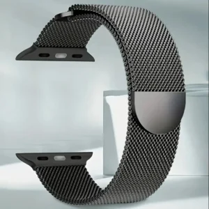 Black Milanese-Style Stainless Steel Mesh Band for Apple Watch